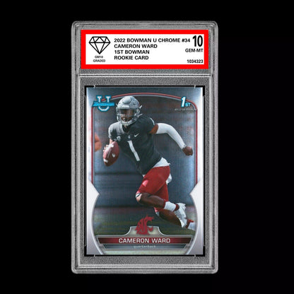 Graded 10 CAMERON CAM WARD 2022 Bowman Chrome University 1st #34 Rookie RC Draft Football