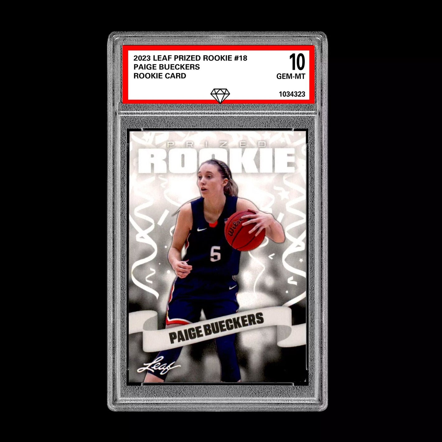 Graded 10 Paige Bueckers #18 2023 Leaf Prized Rookie Card RC UConn Huskies Basketball