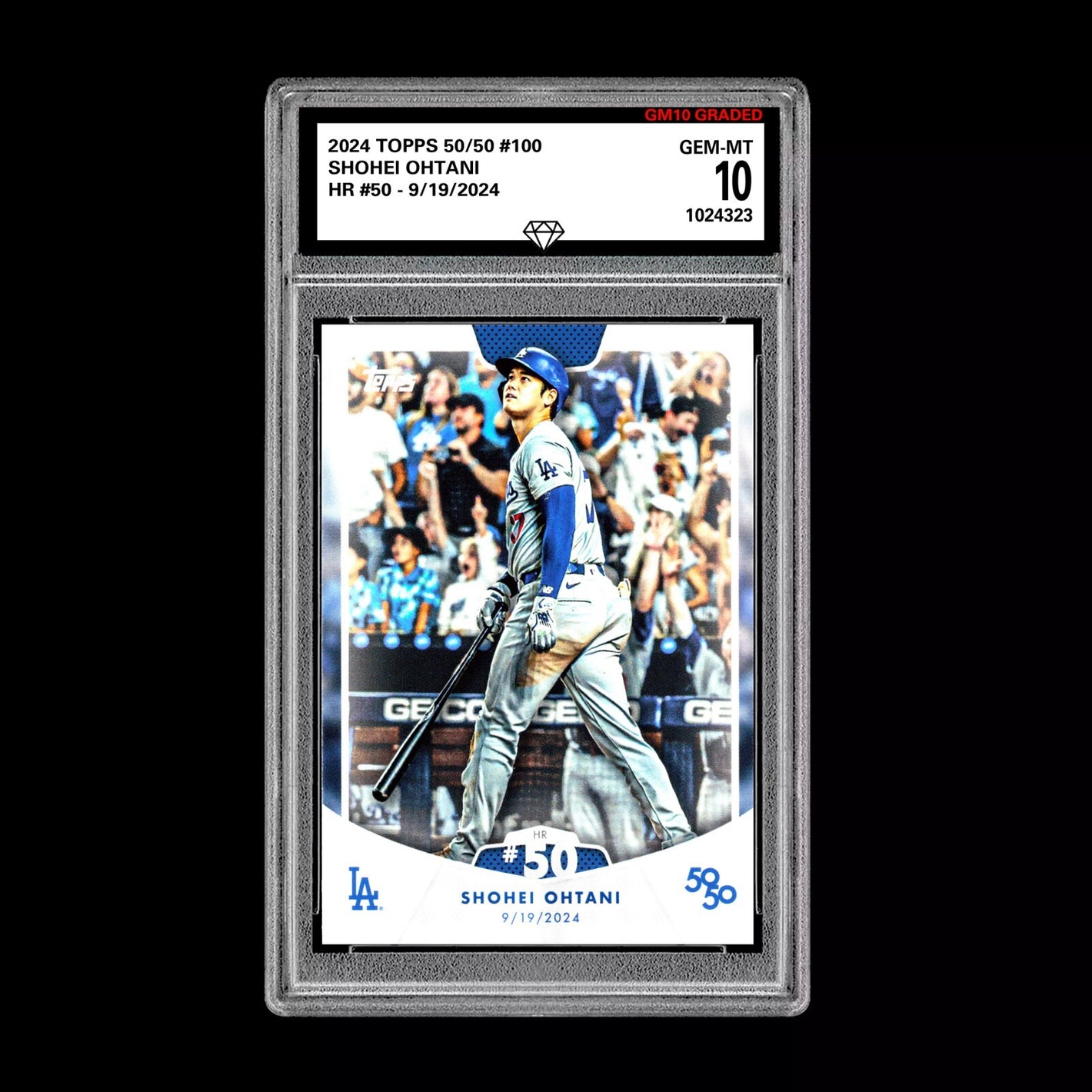 Graded 10 SHOHEI OHTANI HR #50 - 2024 Topps 50/50 Card #100 Dodgers MLB History Baseball