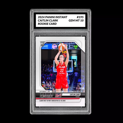 GRADED 10 CAITLIN CLARK #195 ROOKIE RC Card 2024 Panini Instant Indiana Fever Basketball