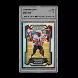 Graded 10 Cam Cameron Ward 2024 Panini Prizm Draft Picks Rated Rookie #199 RC Football