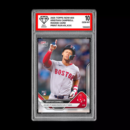 Graded 10 Kristian Campbell RC Rookie Red Sox HR 2025 MLB Topps NOW #20  Baseball