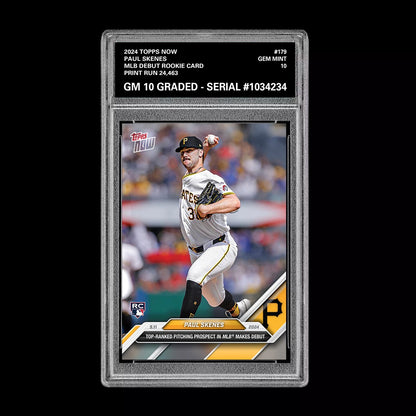 Graded 10 Paul Skenes #179 MLB Debut 2024 Topps Now RC Rookie Card Pirates Baseball
