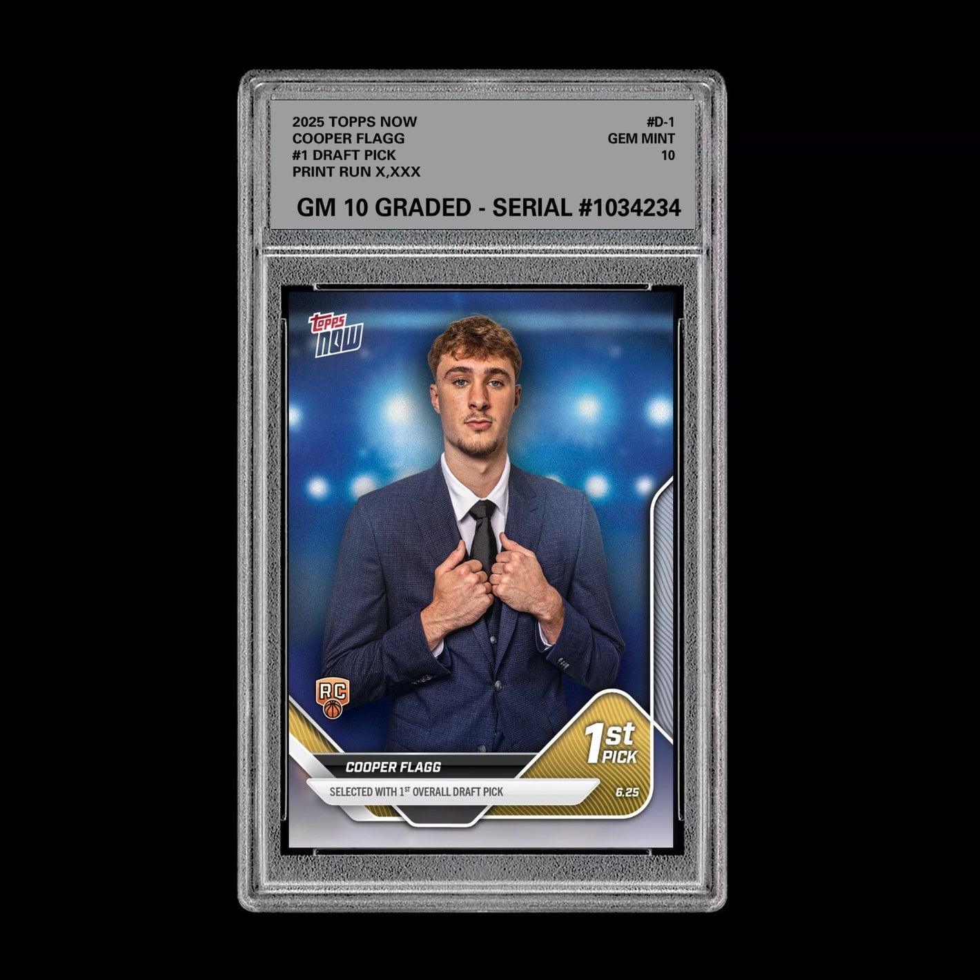Graded 10 Cooper Flagg 2024-25 TOPPS NOW Card #D-1 RC #1 Pick Draft Basketball