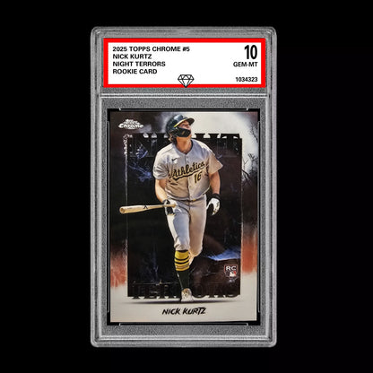 Graded 10 Nick Kurtz #NT-5 RC Rookie Card 2025 MLB Topps Chrome Night Terrors Baseball
