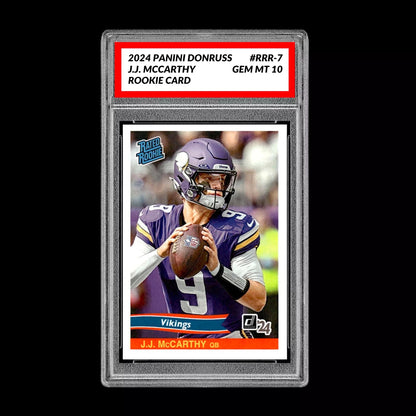 Graded 10 J.J. McCarthy - 2024 Panini Donruss #RRR-7 RC Rookie Minnesota Vikings Football