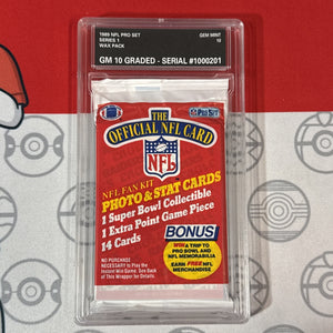 Graded 10 1989 NFL Pro Set Sealed Wax Pack Series 1 Unopened Authentic Football Football