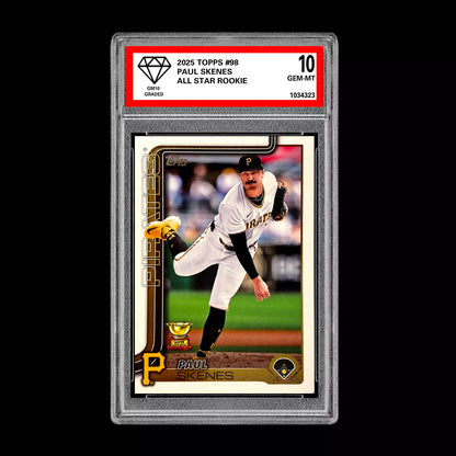 Graded 10 Paul Skenes - 2025 Topps #98 RC All Star Rookie Pittsburgh Pirates Baseball