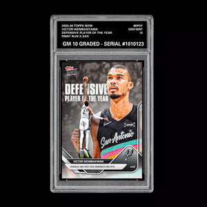 Graded 10 Victor Wembanyama 2025-26 Topps Now #DPOY PRESALE Basketball