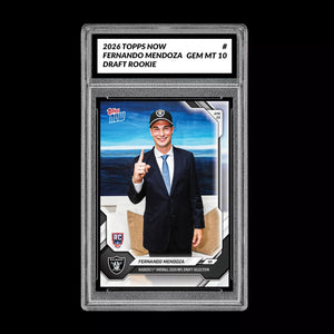 Graded 10 Fernando Mendoza  2025-26 TOPPS NOW RC Rookie Card Raiders Draft Football