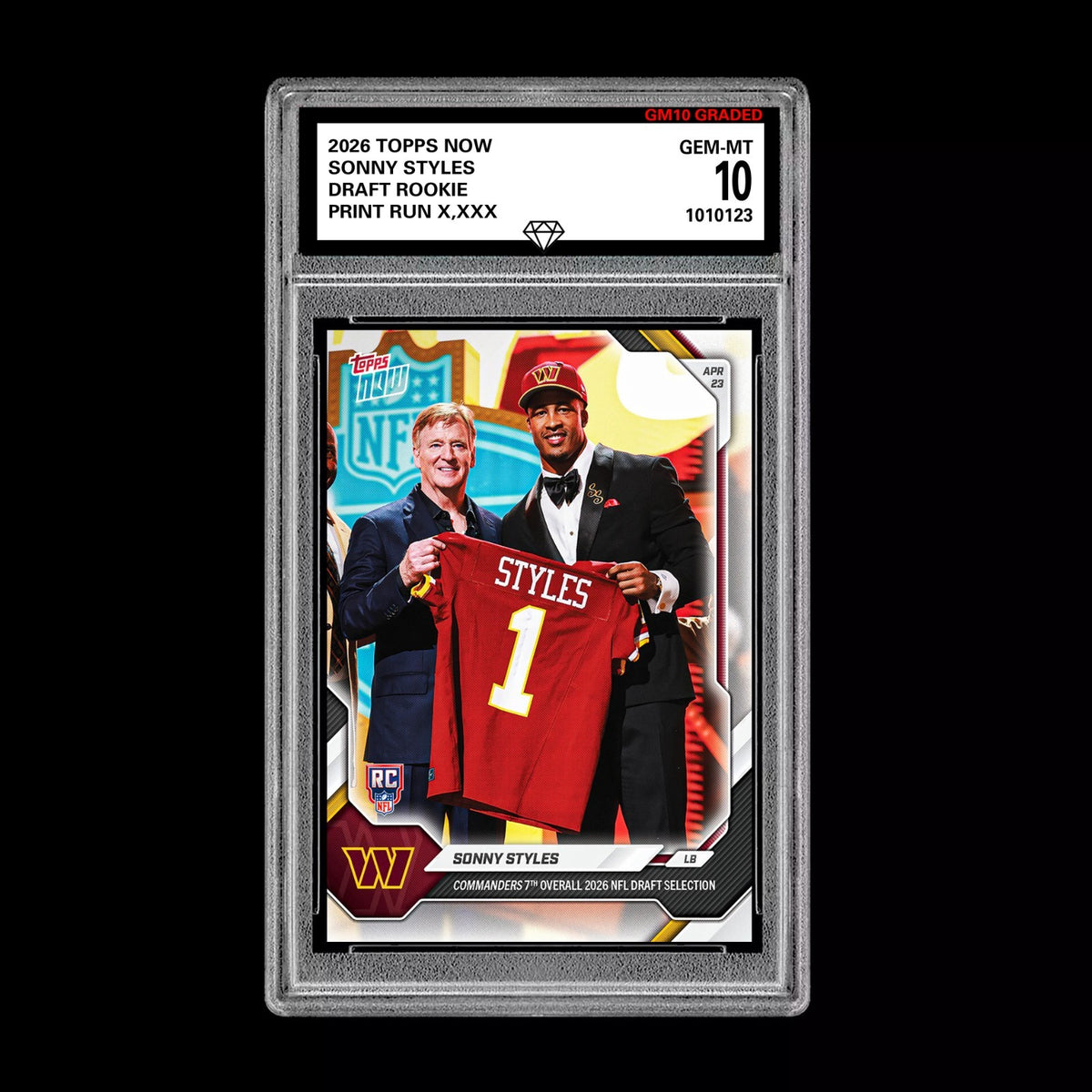 Graded 10 Sonny Styles 2026 TOPPS NOW RC Rookie Card Commanders NFL Football Football