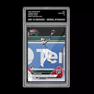 Graded 10 James Wood RC Rookie 2025 MLB TOPPS NOW Nationals Card 44  Baseball