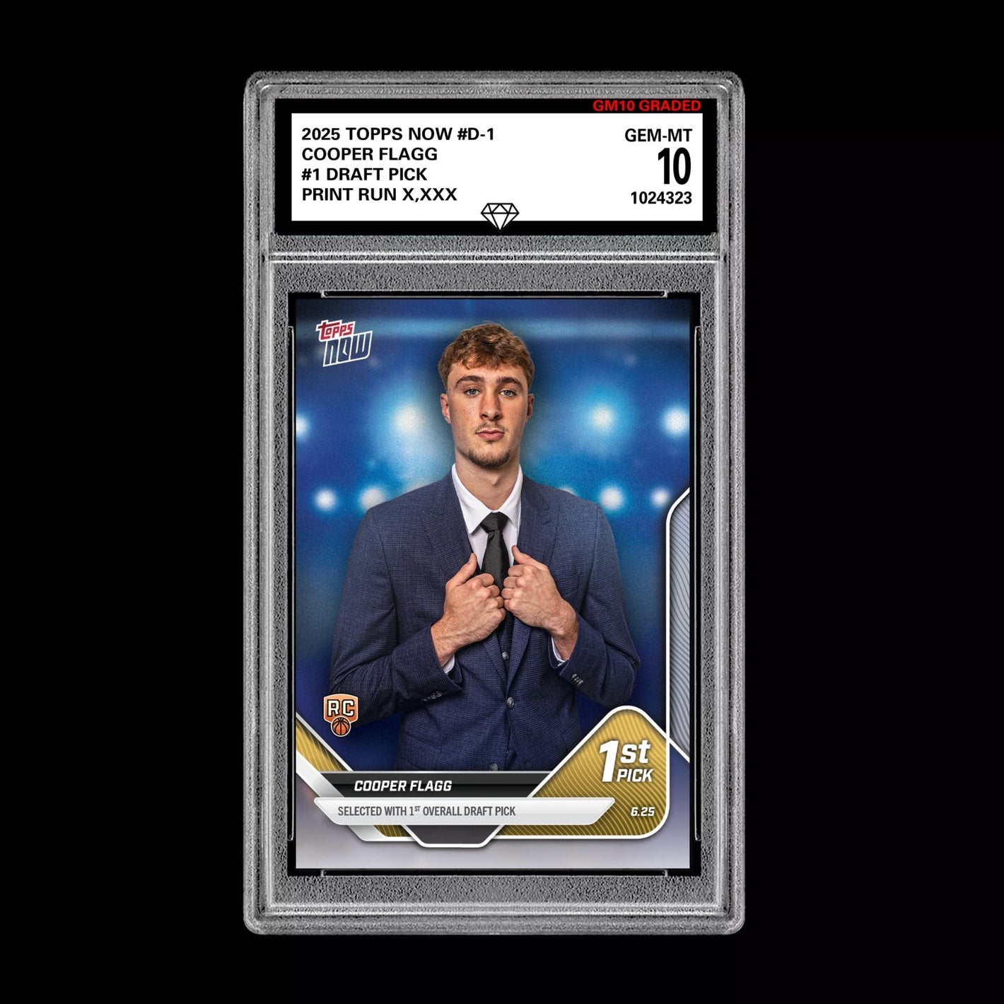 Graded 10 Cooper Flagg 2024-25 TOPPS NOW Card #D-1 RC #1 Pick Draft Basketball