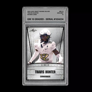 Travis Hunter 2023 Leaf Draft Silver Graded 10 Rookie Card RC Colorado Buffaloes Football