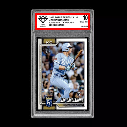 Graded 10 Jac Caglianone #138  Rookie Card RC 2026  Topps Series 1 Royals Baseball
