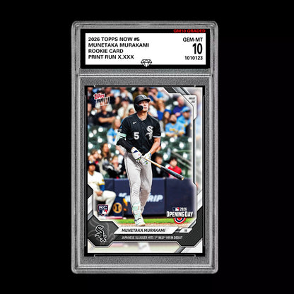 Graded 10 Munetaka Murakami RC Rookie #5 2026 Topps Now MLB Opening Day Baseball