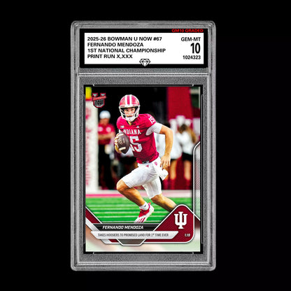 Graded 10 Fernando Mendoza #67 Indiana Hoosiers  2025-26 Bowman U NOW PRESALE Football
