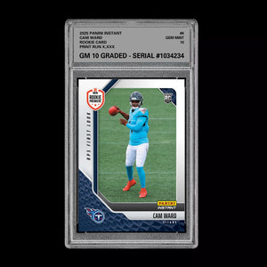 Graded 10 Cam Ward #4 RC Rookie 2025 Panini Instant NFL RPS TITANS  Football