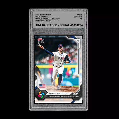 Graded 10 Paul Skenes 2026 Topps NOW #WB20 World Baseball Classic PRESALE Baseball