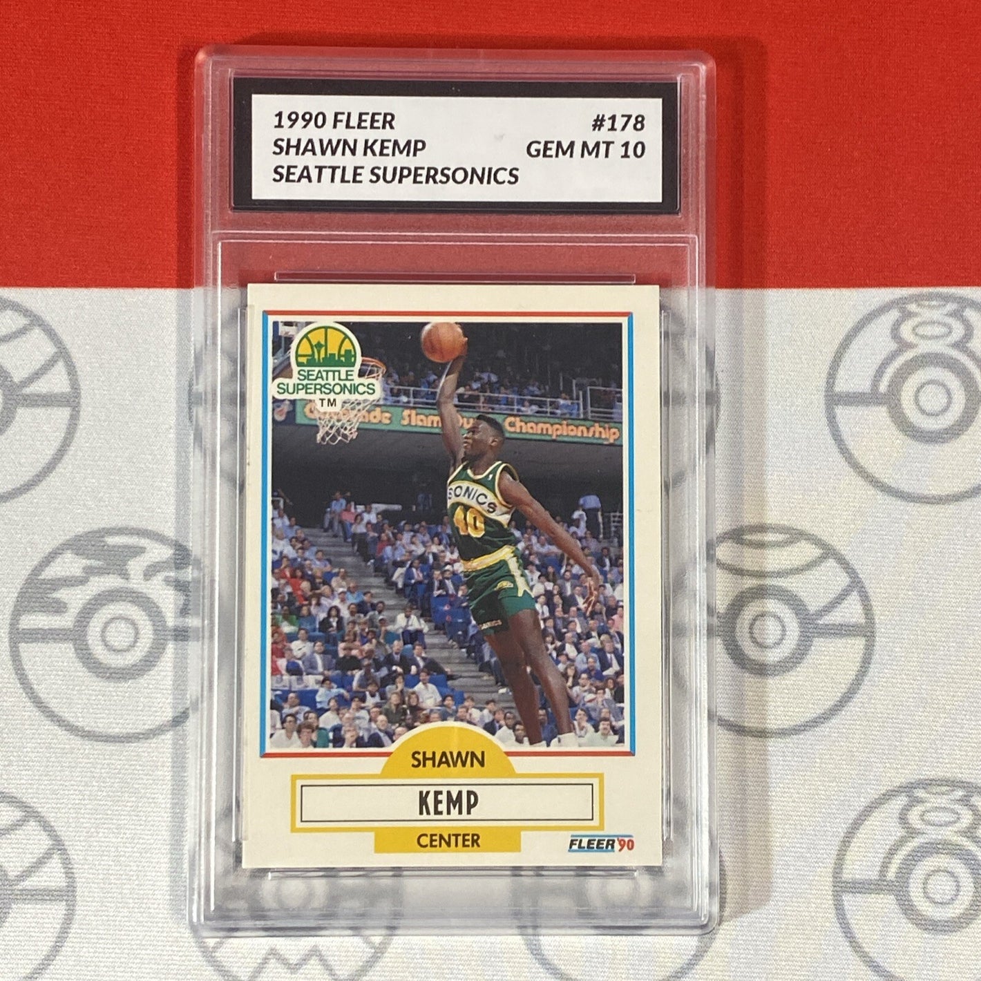 Graded 10 1990 Fleer Shawn Kemp Card 178 MINT Seattle SuperSonics  GEM MINT Basketball