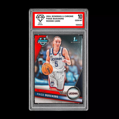 Graded 10 Paige Bueckers #90 2025 Bowman U University Chrome 1st RC Rookie Card Basketball
