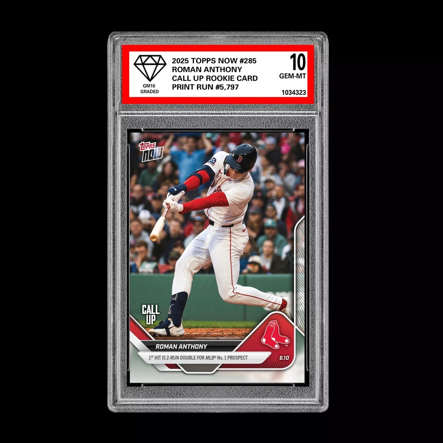 Graded 10 Roman Anthony Call-Up Red Sox RC Rookie 2025 Topps NOW 285  Baseball