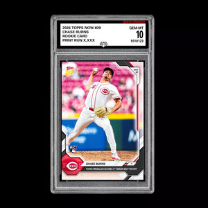 Graded 10 Chase Burns Rookie Card 29 2026 Topps NOW Cincinnati Reds PRESALE Baseball