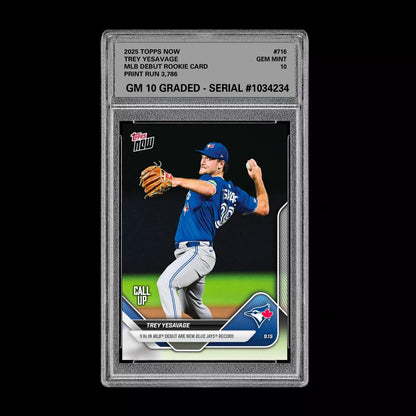 Graded 10 Trey Yesavage MLB Debut Rookie RC Card 2025 MLB Topps NOW 716  Baseball