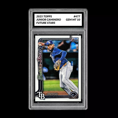 Graded 10 Junior Caminero #477 2025 Topps Future Stars Tampa Bay Rays Baseball