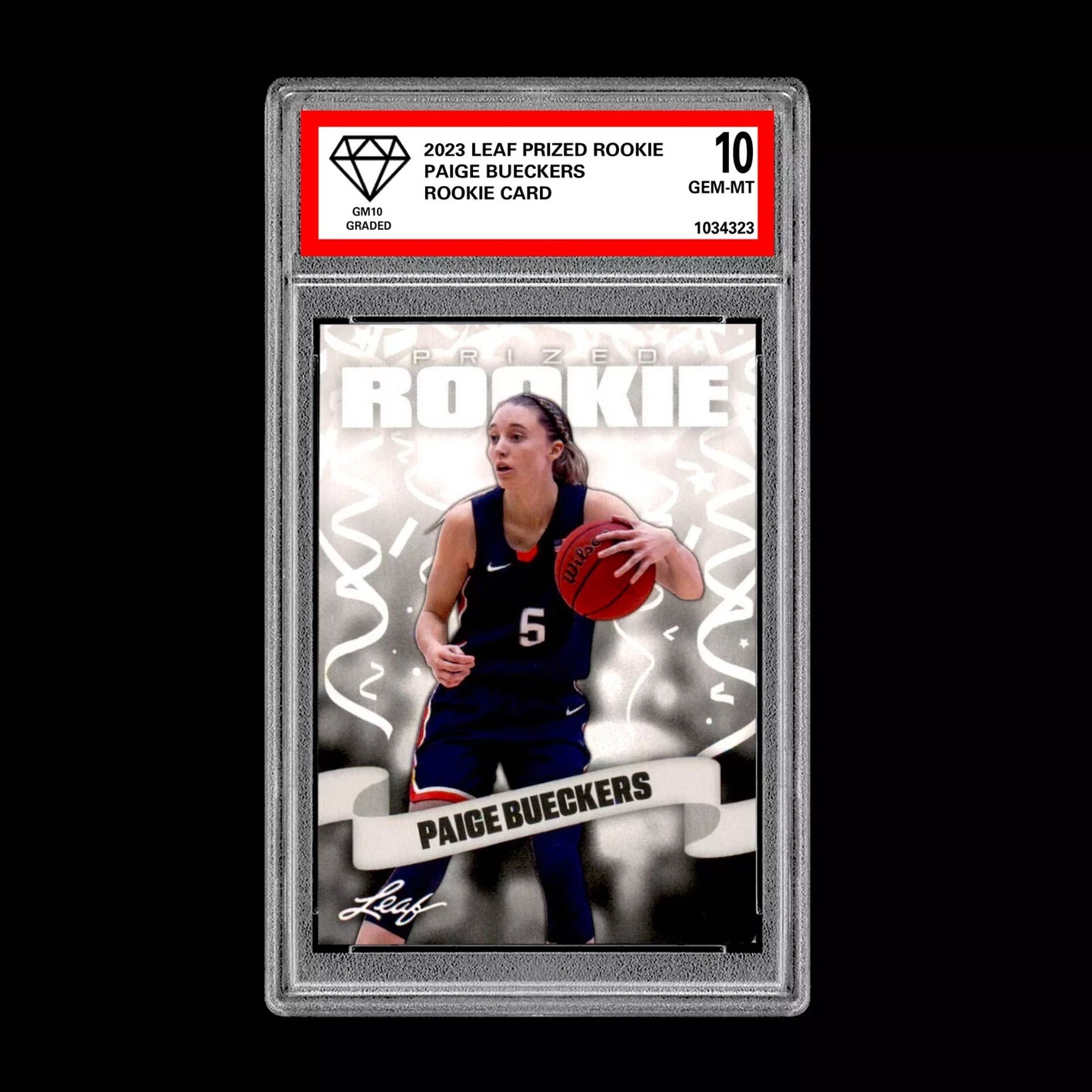 Graded 10 Paige Bueckers #18 2023 Leaf Prized Rookie Card RC UConn Huskies Basketball