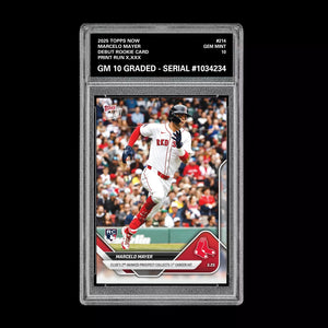 Graded 10 MARCELO MAYER 1st MLB HIT 2025 Topps Now #214 RC Rookie DEBUT  Baseball