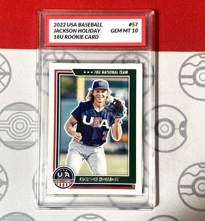 Graded 10 JACKSON HOLLIDAY 2022 Panini USA 1st Baseball Card #1 Draft Pick Baseball