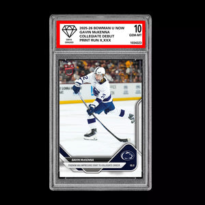 Graded 10 Gavin McKenna #1 Topps Now Bowman U Rookie Penn State Hockey RC Card Ice Hockey