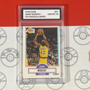 Graded 10 1990 Fleer James Worthy Card 97 MINT Los Angeles Lakers GEM MINT Basketball