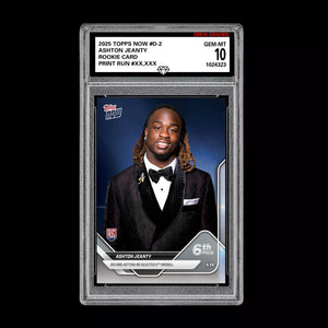 Graded 10 Ashton Jeanty #D-2 RC Rookie 2025 Topps Now 1st Draft Pick RAIDERS  Football
