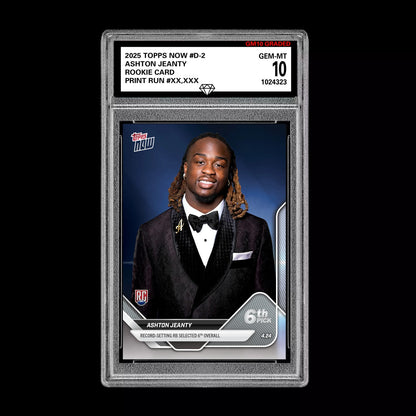 Graded 10 Ashton Jeanty #D-2 RC Rookie 2025 Topps Now 1st Draft Pick RAIDERS  Football