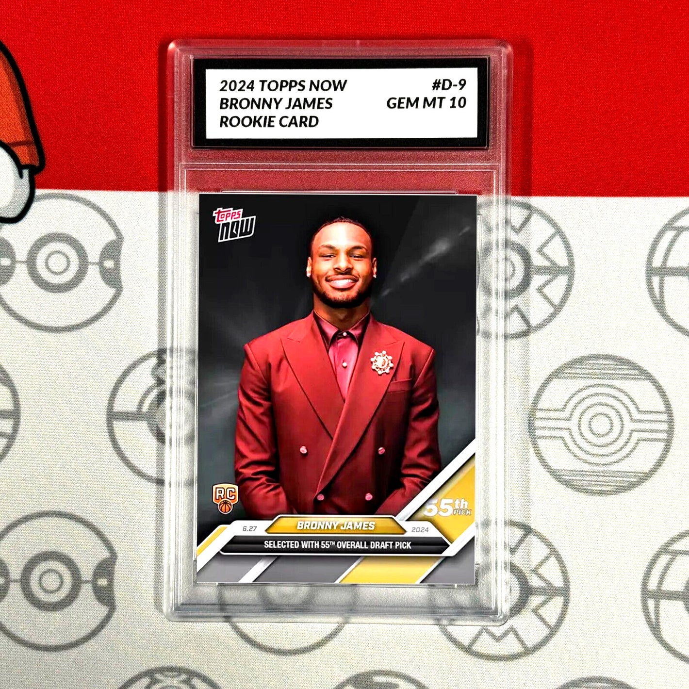 Graded 10 2024 Topps Now NBA #D-9 Bronny James Rookie Lakers RC DRAFT Card Basketball