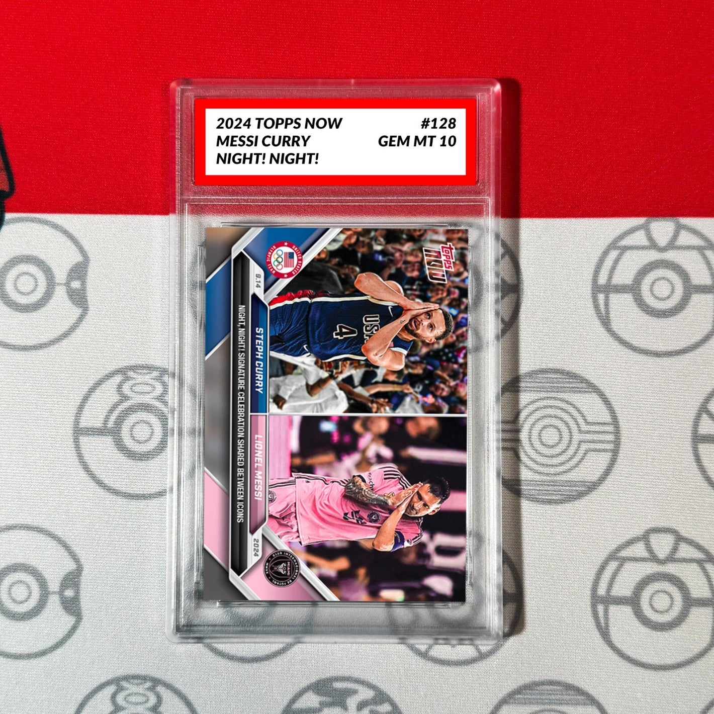 GRADED 10 Lionel Messi/Steph Curry 2024 MLS NBA TOPPS NOW Card #128 Basketball,Soccer