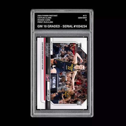Graded 10 CAITLIN CLARK #171 RC Rookie Card 2024 Panini Instant Indiana Fever Basketball