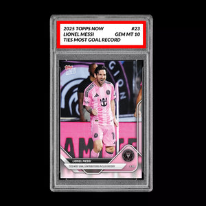 Graded 10 Lionel Messi #23 2025 Topps Now MLS Ties Goal Record  Soccer