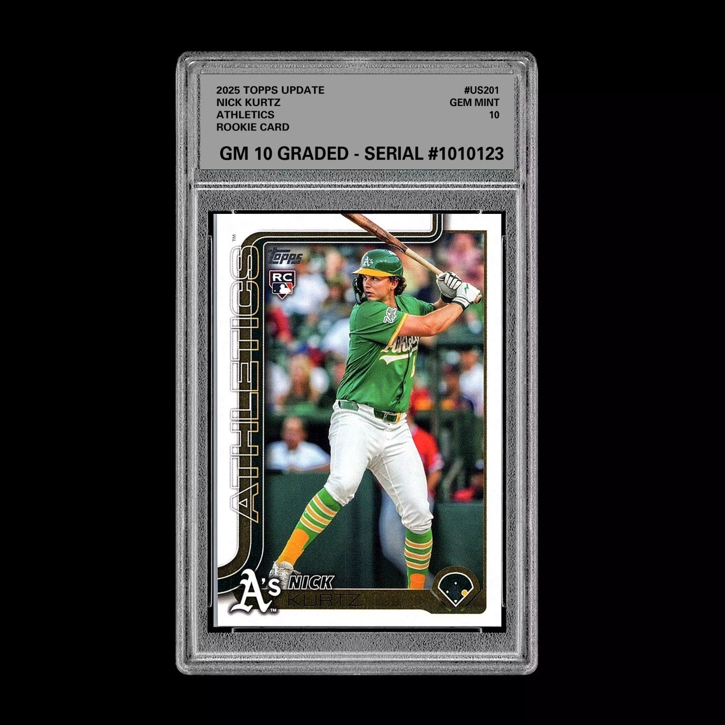 Graded 10 Nick Kurtz #US201 RC Rookie Card 2025 MLB Topps Update Athletics Baseball