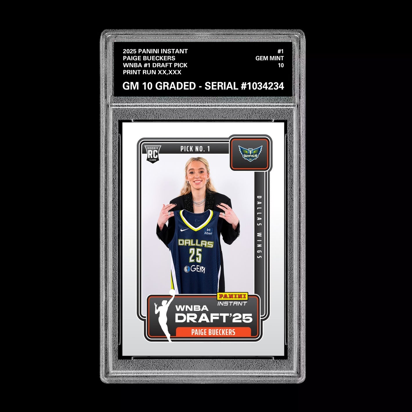 Graded 10 Paige Bueckers Draft 1st RC Rookie Card 2025 Panini Instant  Basketball