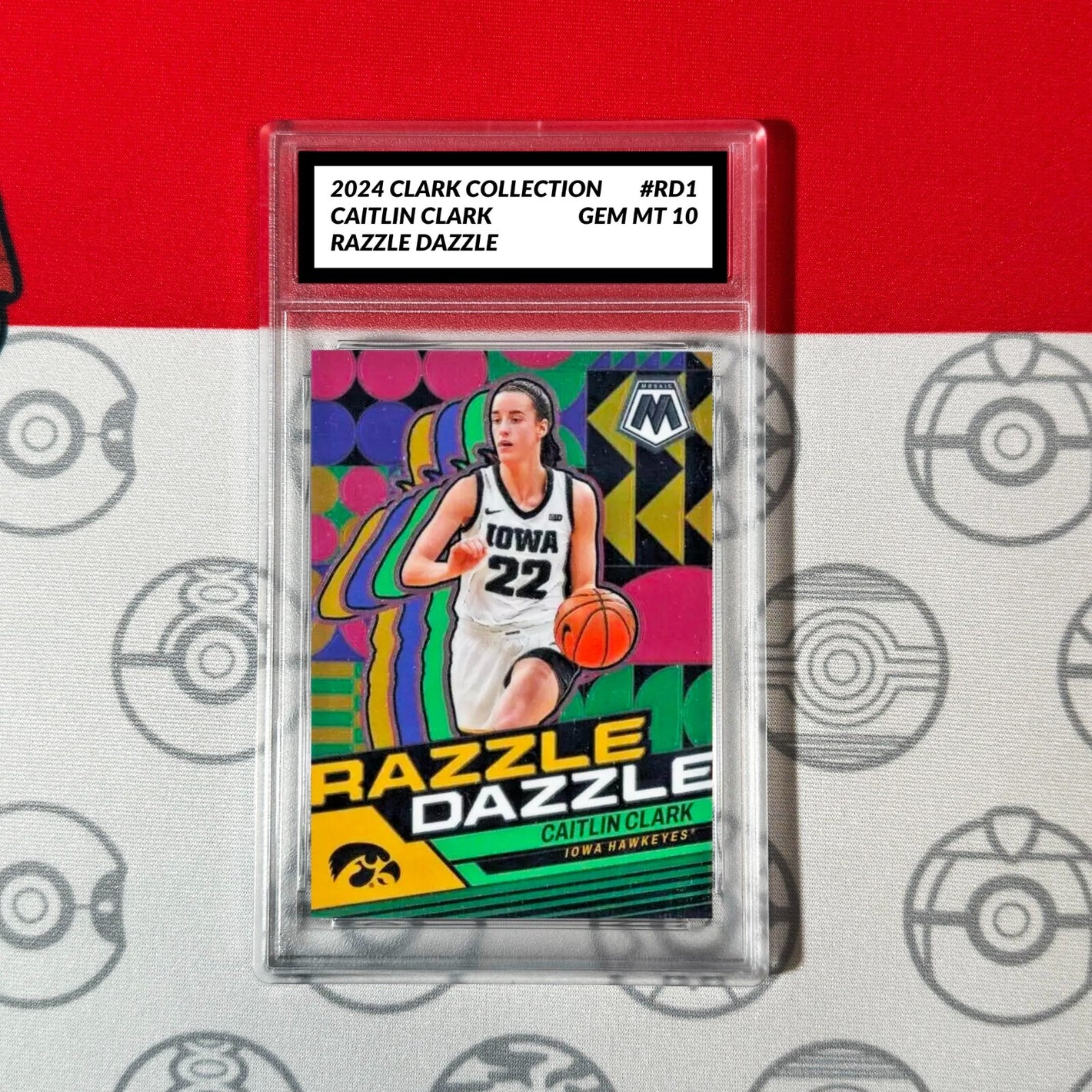 Graded 10 Caitlin Clark Collection Mosaic Prizm Razzle Dazzle #RD1 2024 Panini Basketball