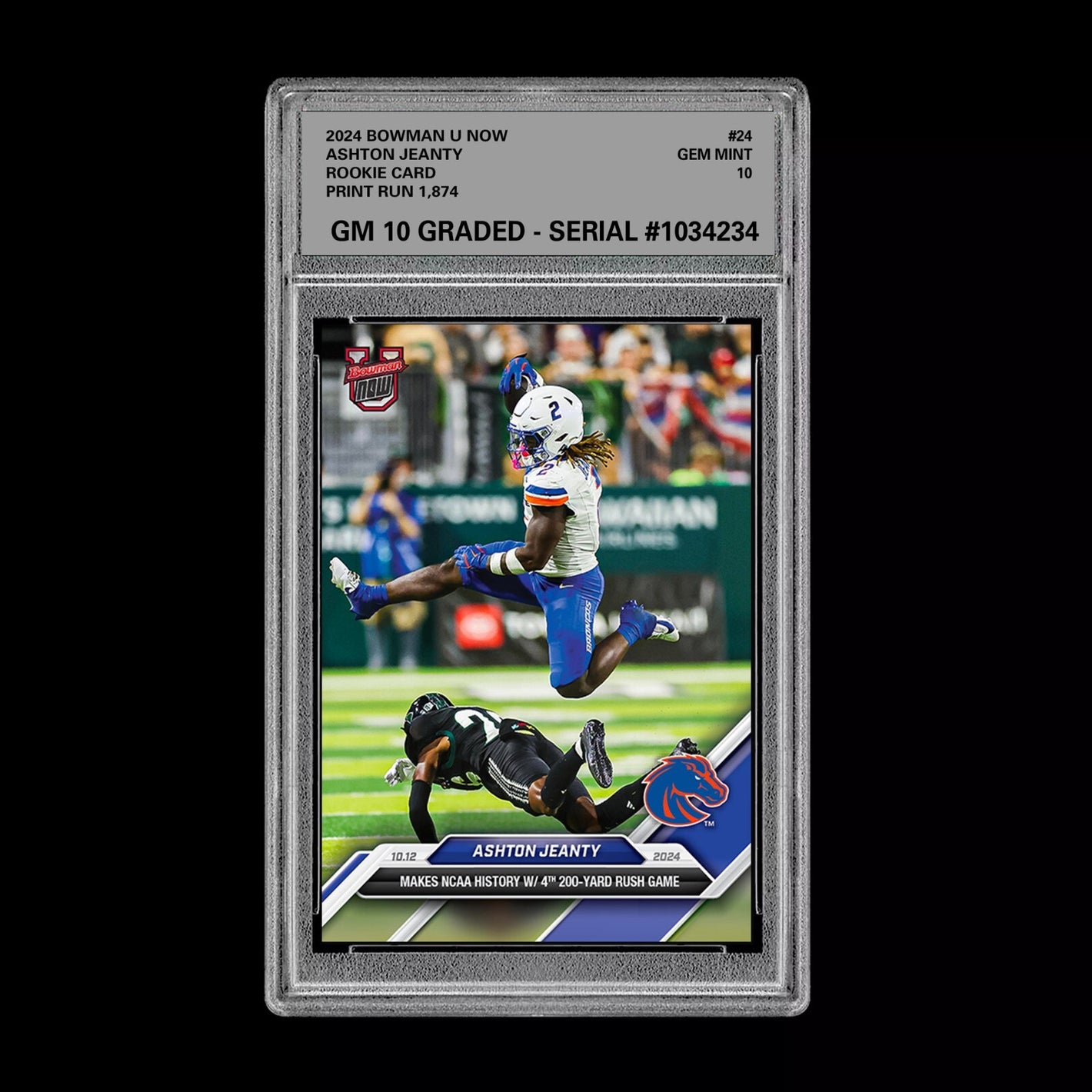 Graded 10 Ashton Jeanty RC Rookie 2024 Bowman U Now Football Card #24 Heisman Football