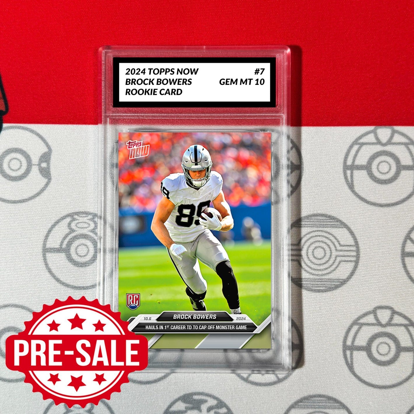 Graded 10 Brock Bowers RC ROOKIE 2024 TOPPS NOW Football Card 7 RAIDERS Baseball,Football