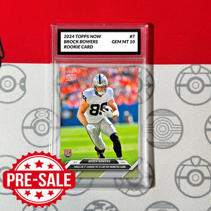Graded 10 Brock Bowers RC ROOKIE 2024 TOPPS NOW Football Card 7 RAIDERS Baseball,Football