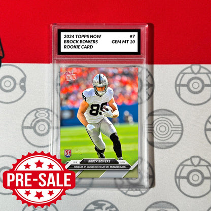 Graded 10 Brock Bowers RC ROOKIE 2024 TOPPS NOW Football Card 7 RAIDERS Baseball,Football