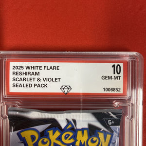 Graded 10 2025 White Flare Reshiram Art Sealed Booster Cards Pack
