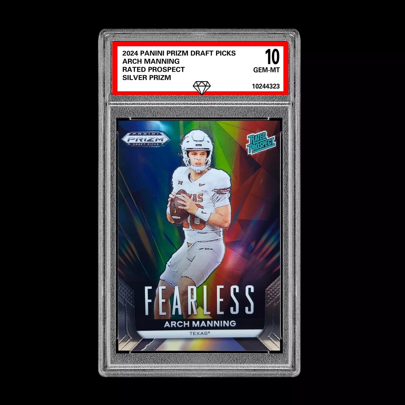Graded 10 Arch Manning #F-AM Fearless Silver 2024 Panini Prizm Draft RC Rookie Football