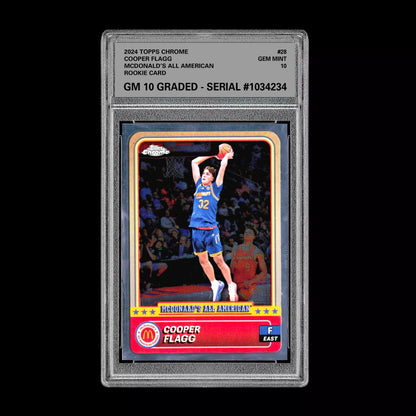 Graded 10 2024 COOPER FLAGG Topps Chrome RC Rookie McDonald’s All American #28 Basketball
